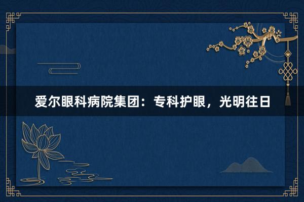 爱尔眼科病院集团：专科护眼，光明往日